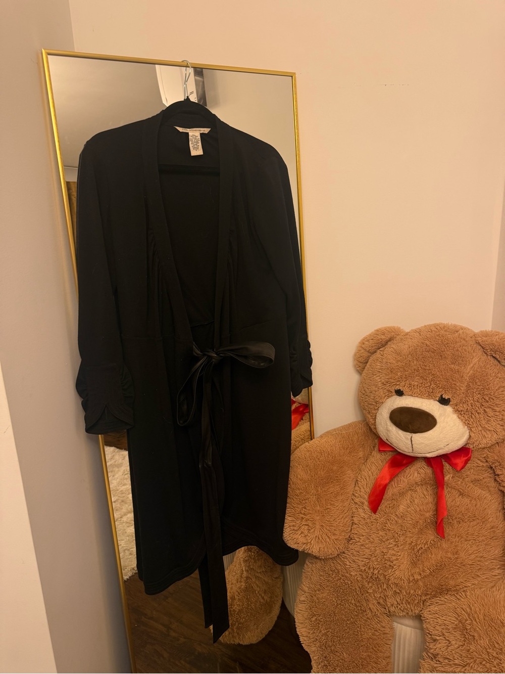 Diane Von Furstenberg Black Tie-Waist Open Front Coat